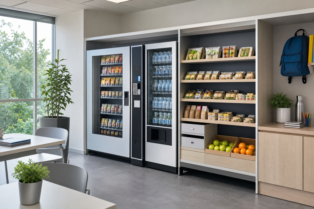 Surtido de snacks y bebidas para centros educativos: guía de cumplimiento y reposición en septiembre